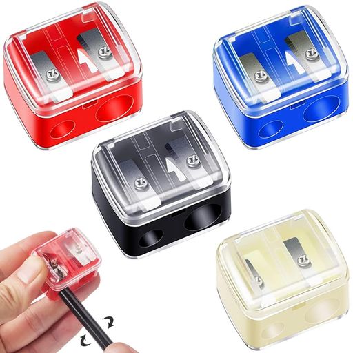 アイライナー削り器化粧鉛筆削り眉ペンシル削り4点セットミニ2穴設計透明カバー軽量可動式旅行外出時便..