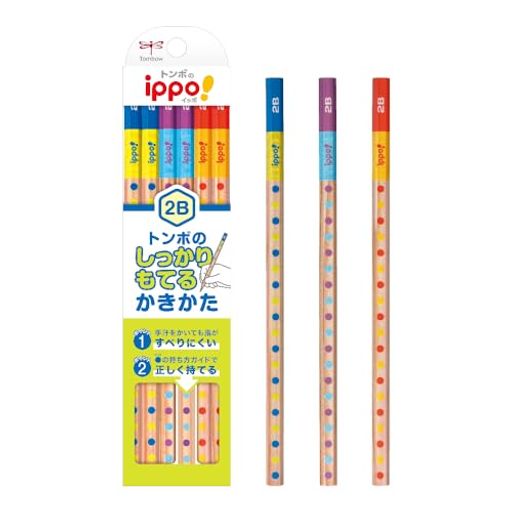 トンボ鉛筆2Bしっかりもてるかきかた鉛筆六角軸(すべり止め加工&もちかたガイド付き)KB-KG01-2B