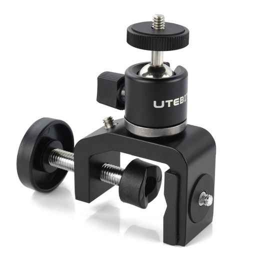 UTEBIT クランプ 雲台 360度 1/4ネジ 小型 アルカスイス 雲台 カメラクランプ 耐荷重2kg C型クランプ 三脚 ボールヘッド