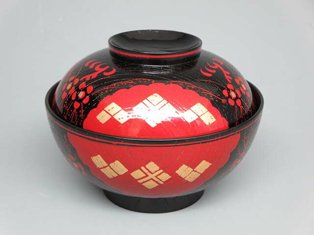 煮物椀　5客　掻合塗　正法寺（木製　本漆手塗）