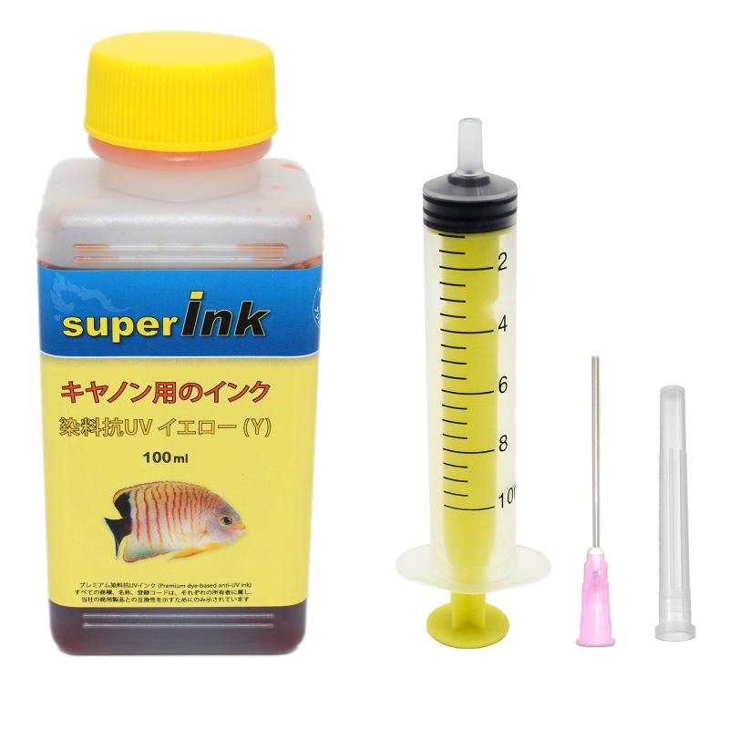 キヤノン （CANON）用 プレミアム （染料抗UV） 詰め替え 互換インク superInk（全機種対応） + 手袋 + 10ml注入器 + 針 + キャップ
