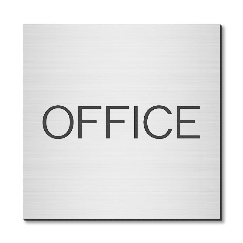 かたちラボ 室名プレート OFFICE オフィス 正方形 ステンレス調 シルバー 銀色 室名札 ドアプレート シール式 日本製