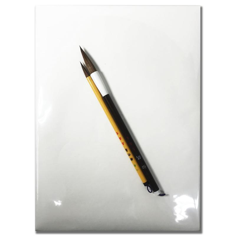 志昌堂 書道筆＆半紙セット(細筆赤毛・太筆赤毛ダルマ型・半紙100枚)