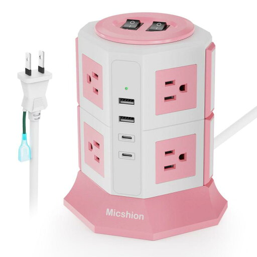 Micshion 延長コード 2個Type-C付 電源タップ タワー 個別スイッチ型 8個AC口 2個USB-Cポート 2個USB-Aポート 2M USB コンセント テーブルタップ 雷ガード usb-c付き たこ足配線 過負荷保護 2層 省エネ Micshion 延長コード 2個Type-C付 電源タップ タワー 個別スイッチ型 8個AC口 2個USB-Cポート 2個USB-Aポート 2M USB コンセント テーブルタップ 雷ガード usb-c付き たこ足配線 過負荷保護 2層 省エネ