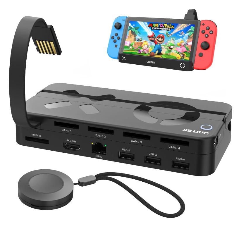 Unitek Switch多機能カードリーダー切り替え器 switchドック Nintendo Switch&Switch OLED対応 充電しながらテレビに映せる 過電流保護 小型 ミニドック 充電スタンドコンパクト 携帯便利 軽量 プレゼ