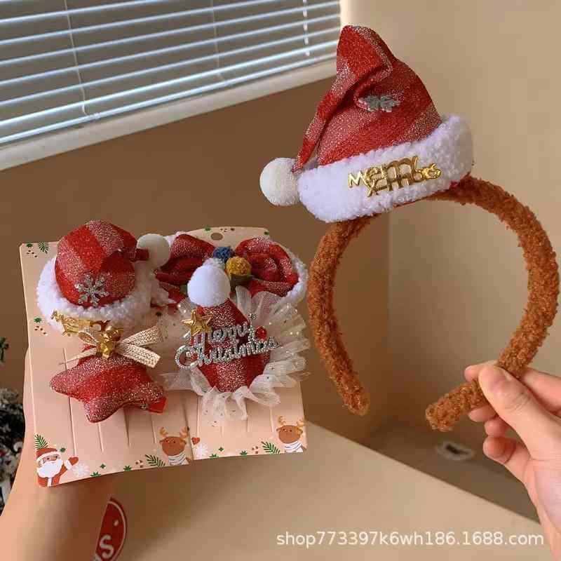 レディース ヘアアクセサリー 秋冬 かわいい クリスマス 赤 ボア リボン ヘッドバンド ヘアクリップ 洗顔用 ふわふわ ヘアアレンジ 日常使いx2