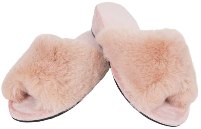 [エレガントインテリア] 4cmヒール付 ファースリッパ