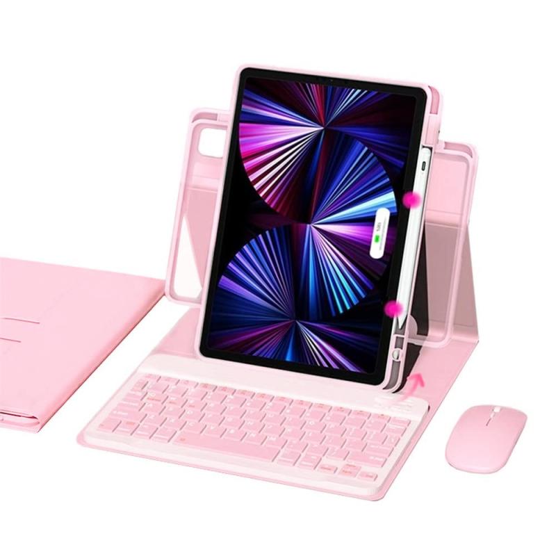 360度回転 iPad キーボードケース マウス付き 縦置き対応 アイパッド キーボード カバー ワイヤレス ツートンカラー マグネット 分離式 多機能 可愛い