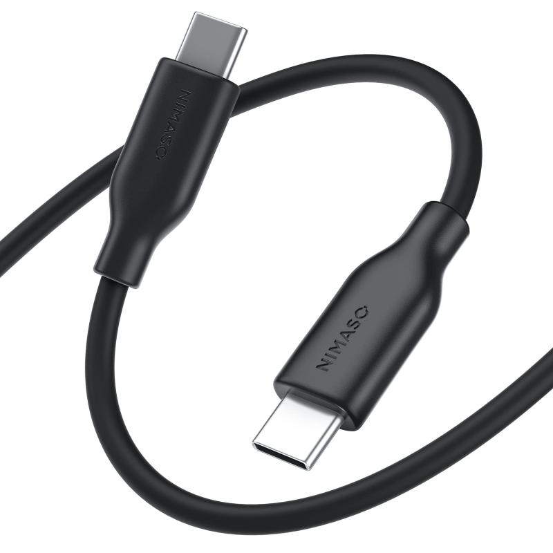 NIMASO USB C ケーブル シリコン素材【PD対応 最大60W/3A急速充電】高速データ転送 Type C to Type C ケーブル 断線防止 絡まない タイプc ケーブル MacBook/iPad Pro/Air/mini/Galaxy/S