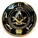 The Masonic Exchange Seven Liberal Arts ラウンドフリーメーソンオートエンブレム ブラック&ゴールド 直径3インチ