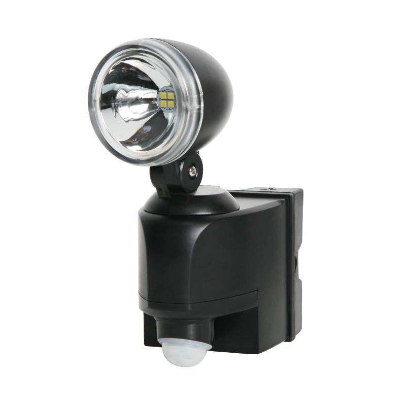 GWSOLAR 電池式LED防犯センサーライト コンパクトな2灯式/500ルーメン/ホワイト色、乾電池・充電池兼用、赤外線人感センサー感知後10秒点灯・常時点灯切替、便利な固定用L型クランプ台セッ