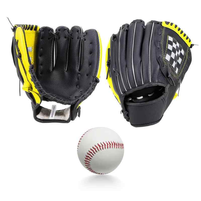 SunGoddy 野球グローブ 軟式 キャッチボール 親子セット 10.5+11.5インチ 練習用 初心者用 右投げ 左手着用 野球グラブ 親子交流 野球ミット 衝撃吸収パッド付き 野球グローブ ボール付属