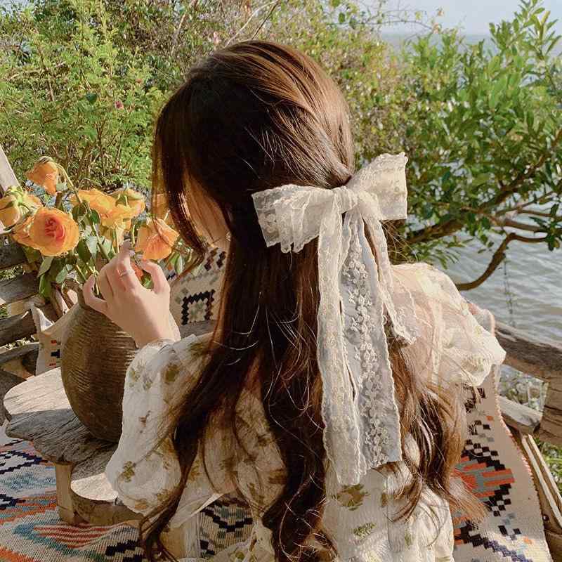 ヘアクリップ レース メッシュ 蝶結び コットン 高級感 リボン ダックビル スプリング かわいい ヘアアクセサリー 外出用 軽量 日常使い