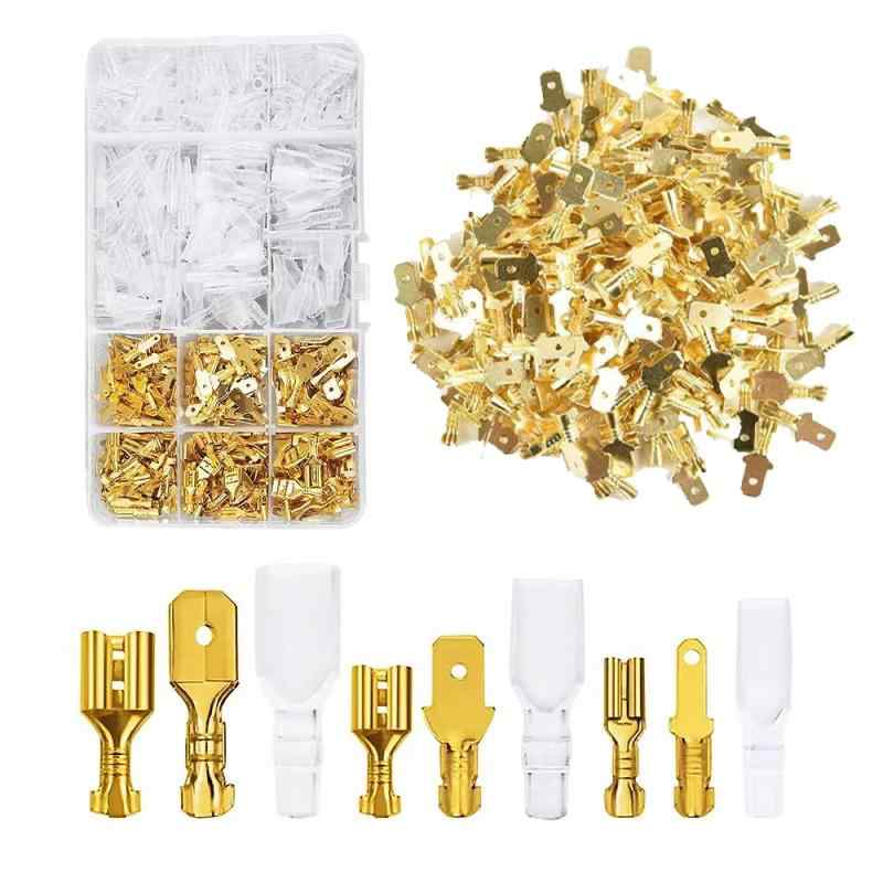 平型端子セット 絶縁スリーブ 圧着端子 配線接続 接続端子 絶縁スリーブ 差込 防水 修理 加工 コネクター 収納ケース付き 135個セット