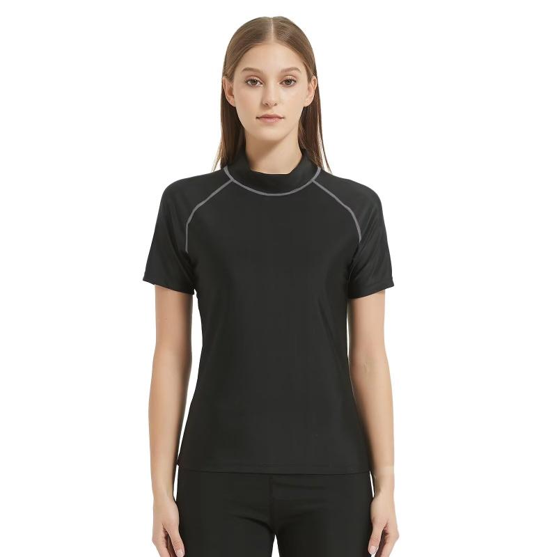 [THREEGUN] スポーツシャツ レディース 半袖 ハイネック ラッシュガード 水着 半袖tシャツ 冷感シャツ アンダーシャツ インナー 水陸両用 吸湿速乾 UVカット(4)