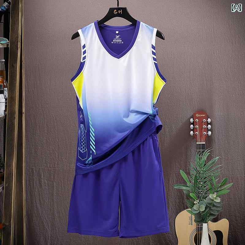 ランニングウェア　スポーツ　メンズ ベスト ショーツ スーツ メンズ 冷感 速乾 夏 スポーツ ランニングウェア 競技 トレーニング ノースリーブ バスケットボール ユニフォーム