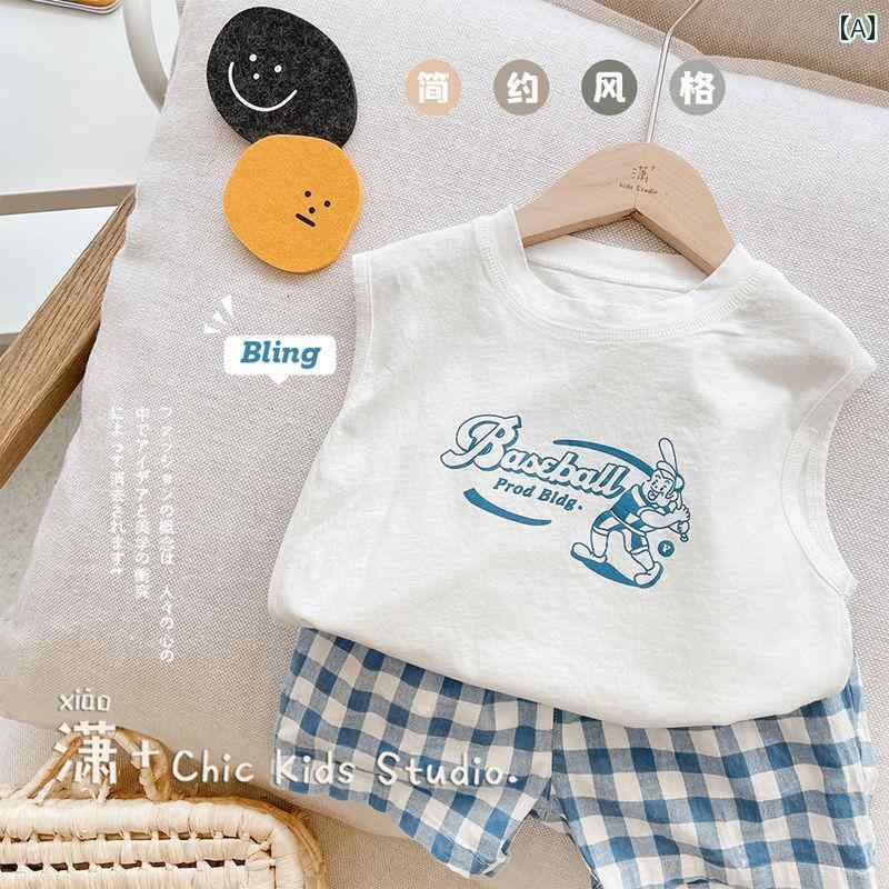 ベビー服　夏用　ウェア ベビー 服 夏 薄手 コットン カジュアル ベスト Tシャツ ショート パンツ 6ヶ月 1歳 男の子 ツーピース スーツ