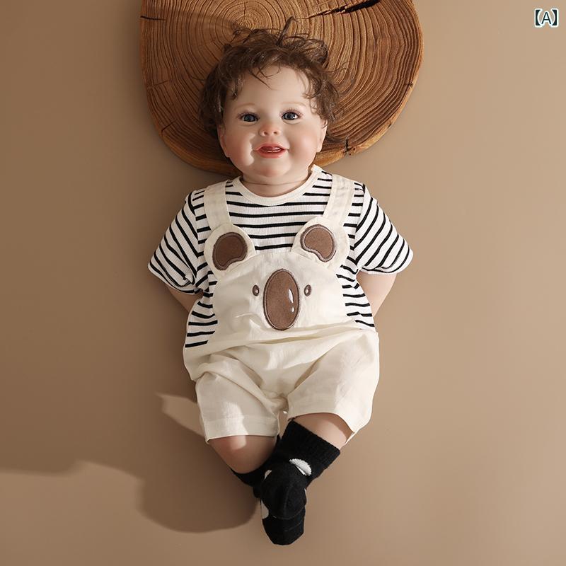 ベビー服　半袖　セット ベビー 服 夏用 オーバー オール ジャンプスーツ 夏 薄手 新生児 満月 100日 休日 ツーピース かわいい