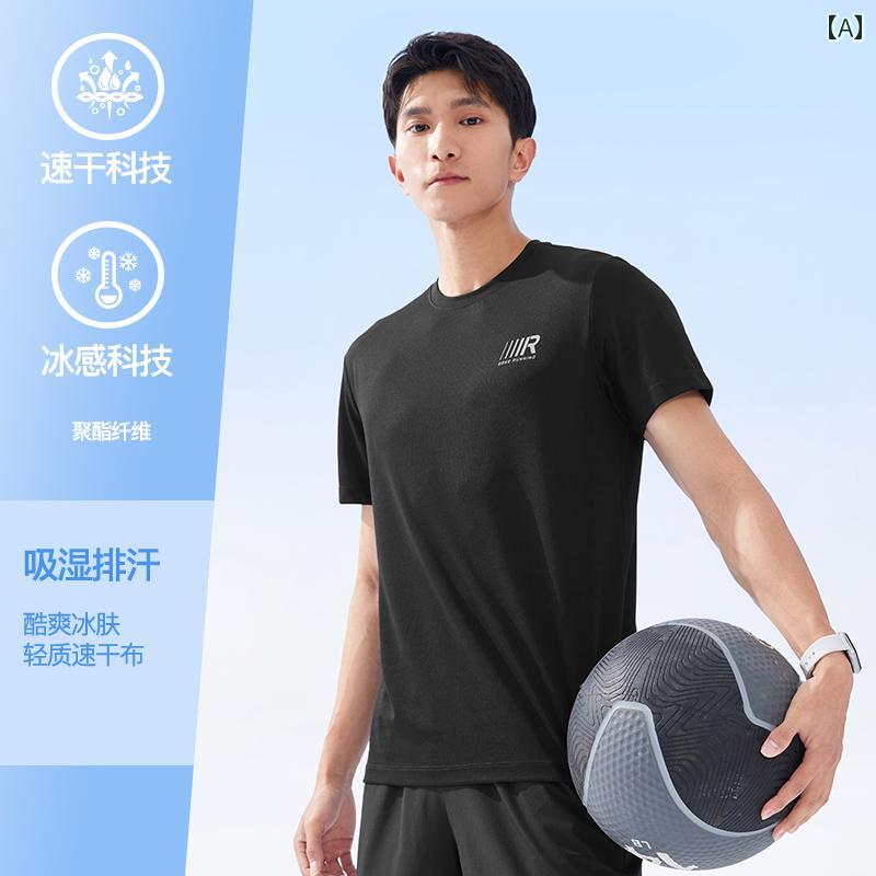 ランニングウェア　スポーツ　メンズ の 冷感 速乾 服 メンズ トレーニング スポーツ Tシャツ 白黒 クール 半袖 標準 GB / T 216552
