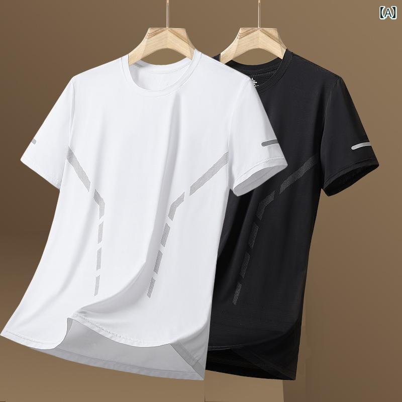 ランニングウェア　スポーツ　メンズ 推奨の 半袖 メンズ 夏 用 冷感 通気性高 弾性 ランニング スポーツ カジュアル Tシャツ トップス