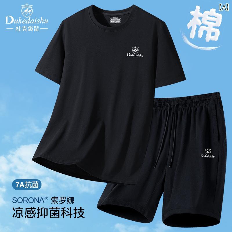 ランニングウェア　スポーツ　メンズ デューク カンガルー スポーツ スーツ メンズ サマー シン 2025 ニュー ソロ ナ ランニング フィットネス スポーツウェア