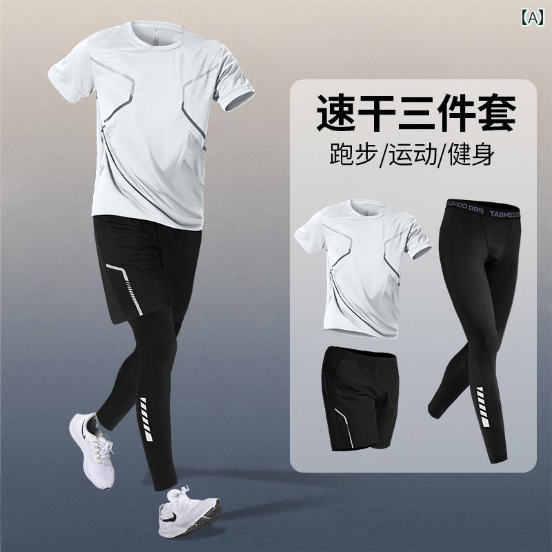 ランニングウェア　スポーツ　メンズ 男性用 スポーツ スーツ フィットネス ランニング 速乾 服 夏用 バドミントン ウェア サイクリング バスケットボール 高校 受験 トレーニングウェア