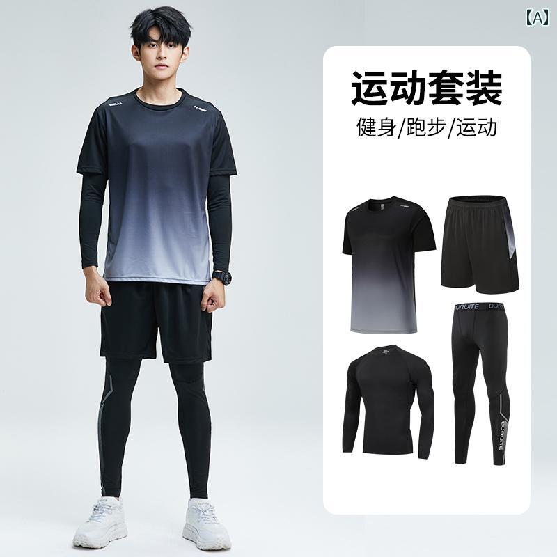 ランニングウェア　スポーツ　メンズ スポーツ スーツ メンズ フィットネスウェア ランニング 用品 朝 ランニングウェア サイクリング トレーニング ルーム 夏 タイト 冷感 速乾 ウェア