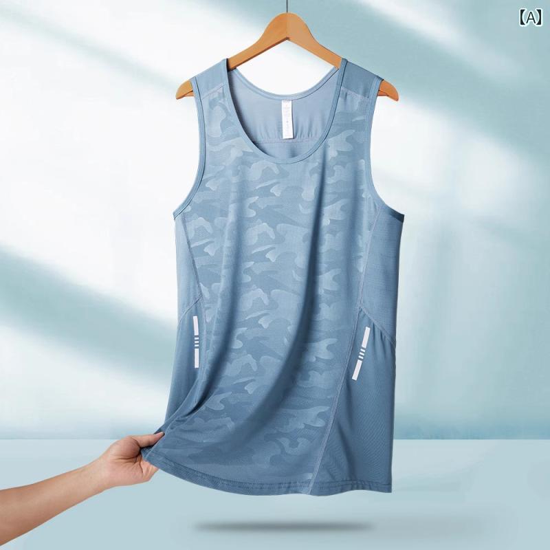 ランニングウェア　スポーツ　メンズ スポーツ ベスト メンズ 冷感 薄型 フィットネス 速乾 服 夏 ランニング バスケットボール トレーニング ノースリーブ 吸汗性 Tシャツ
