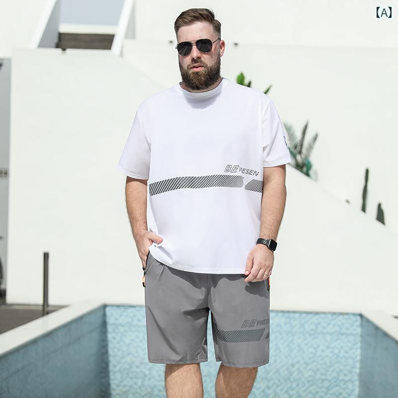 ランニングウェア　スポーツ　メンズ 夏の 冷感 ランニング スポーツウェア スーツ メンズカジュアル 大きめ サイズ 半袖 Tシャツ メンズファッション