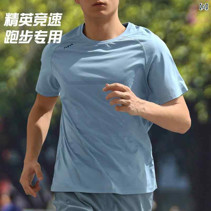 ランニングウェア　スポーツ　メンズ 速乾 服 メンズ ランニング マラソン 半袖 Tシャツ 夏 薄手 冷感 スポーツ トップス フィットネスウェア