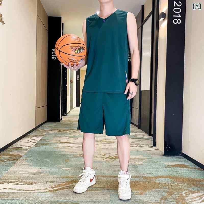 ランニングウェア　スポーツ　メンズ メンズ ランニング スポーツ スーツ 夏 用 冷感 速乾 大人用 ベスト ジャージ フィットネストレーニング バスケットボール ユニフォーム