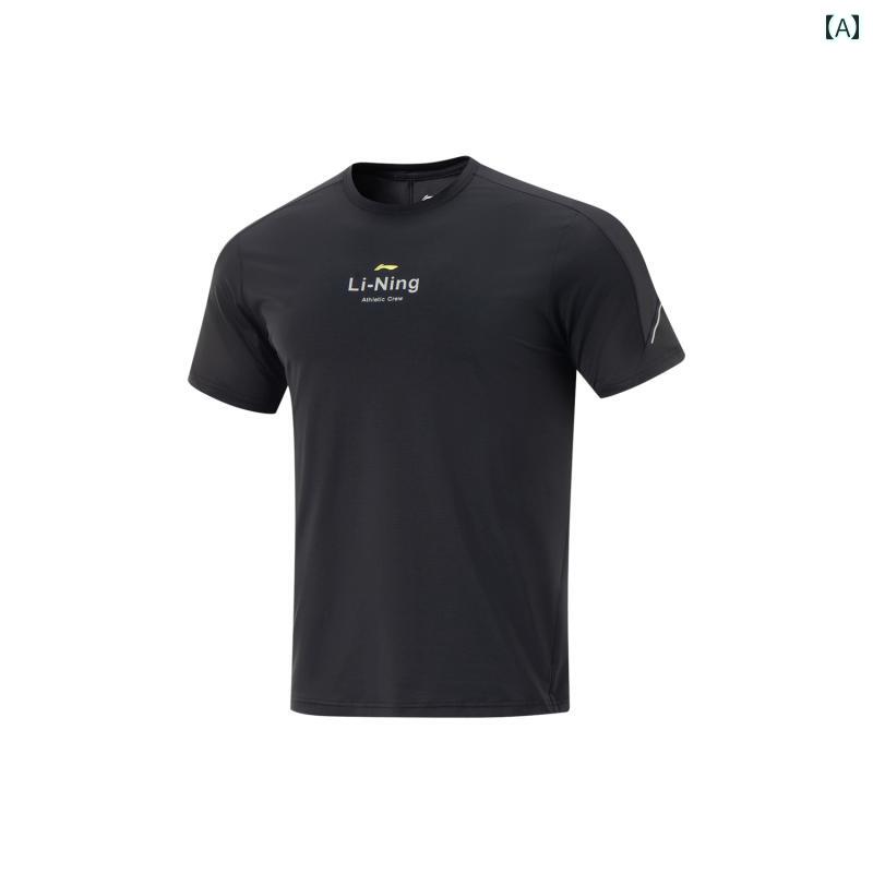 ランニングウェア　スポーツ　メンズ Li Ning 速乾 半袖 Tシャツ メンズ 夏 2025 ラウンドネック フィットネス ランニング 通気性 トップス スポーツウェア