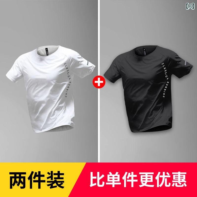 ランニングウェア　スポーツ　メンズ ドイツの 夏 用 冷感 スポーツ スーツ 薄手 ランニング 半袖 メンズ 速乾 Tシャツ 通気性 バドミントン