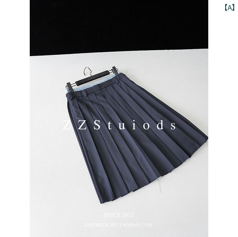 チェック柄　かわいいスカート レディース 高級 @ 深 セン 南 友 欧 風 品 ～ ブルー チェック 柄 つな..