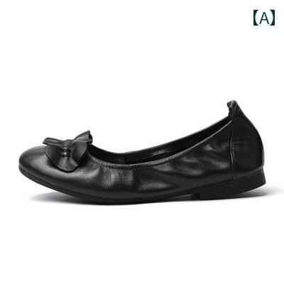 ローヒール パンプス シューズ レディース 夏の 女性用 フラット シューズ 妊婦用 シングル ソフト ソ..