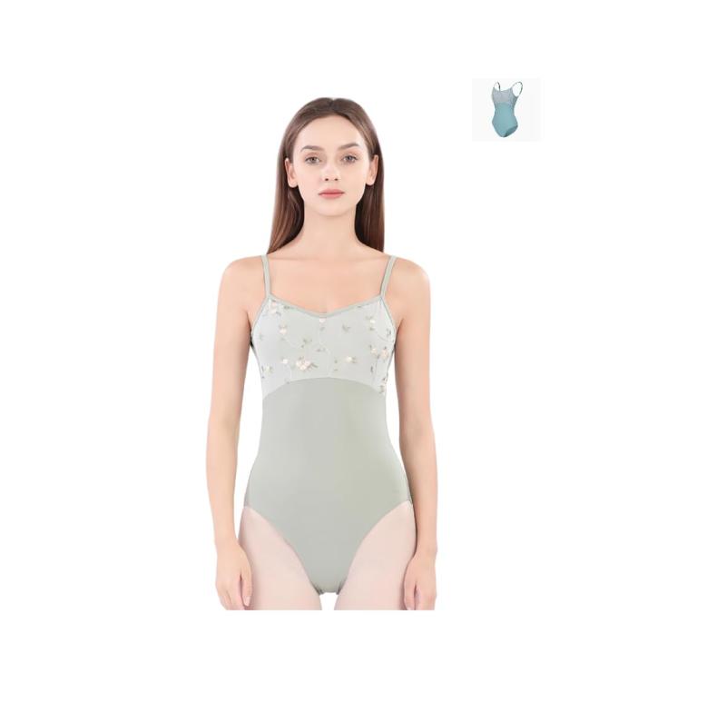 [プロダンス] ProDance ミント ブラック キャミソール 刺繍 かわいい お洒落 バレエ レオタード PK005MA