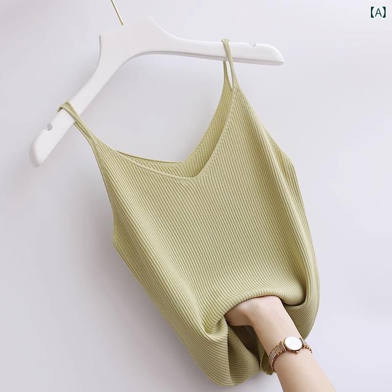 Vネック　キャミソール　ノースリーブ レディース 冷感 Vネック キャミソール 夏の 薄手 アウター セク..