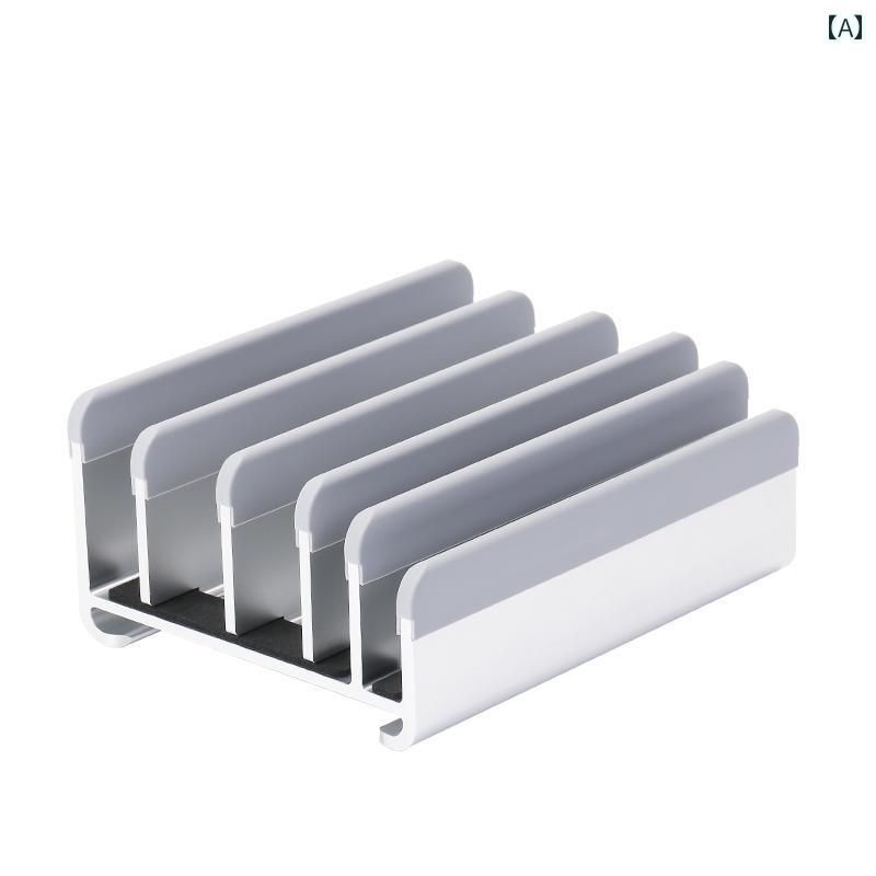 ノートパソコン　スタンド　 マルチスロット ラップ トップ 垂直 ブラケット 直立 ストレージ 仕上げ ラック macbookの 棚に 適した 一般的な ゲーム ブック macmini アルミニウム 合金 デスク 金属 ベース クリップ