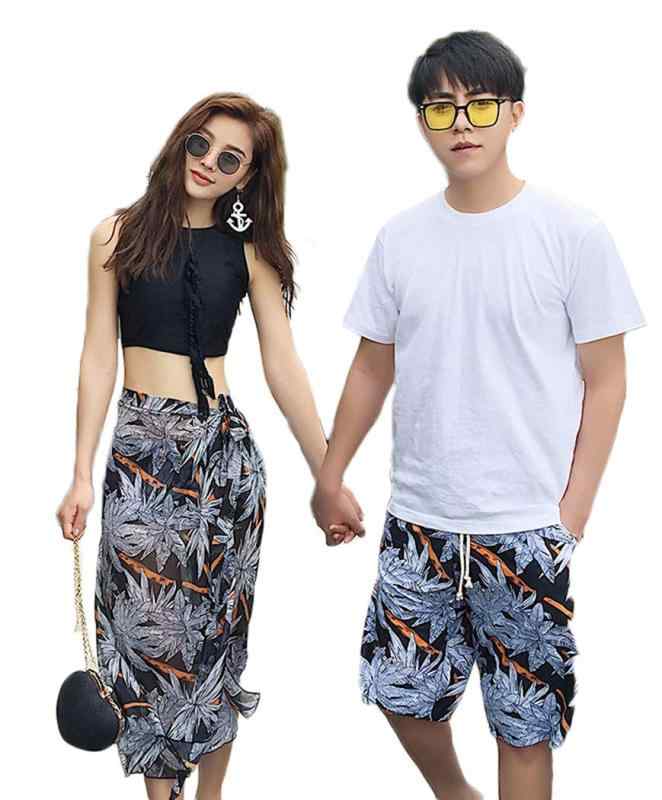 [レモンツリーセブン] ペア水着4点セット カップル 水着 ペアルック レディース ビキニ 体型カバー メンズ サーフパンツ スカート お揃い ご夫婦 ミズギ