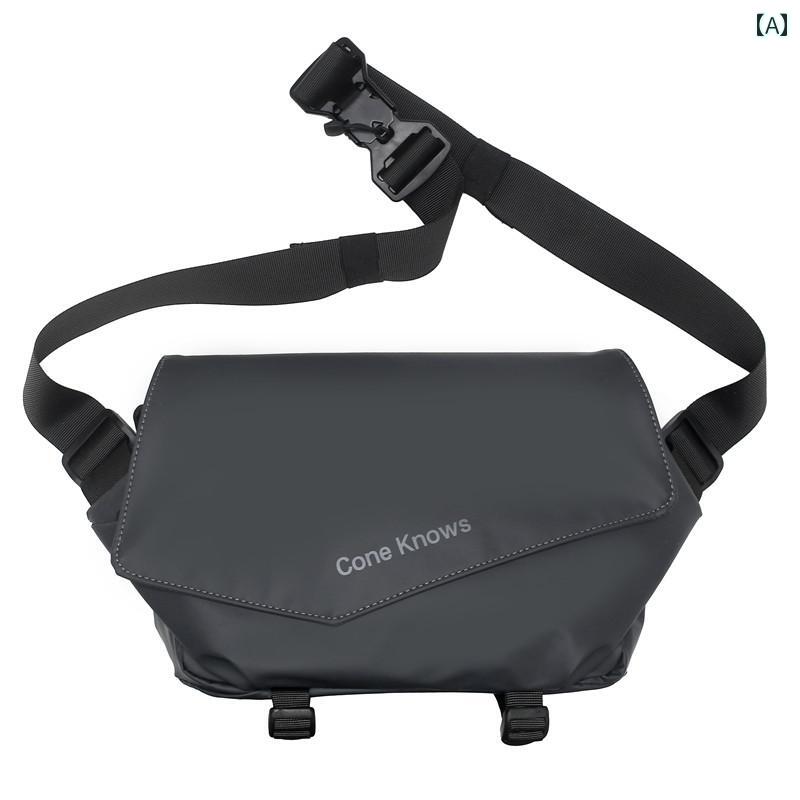 メッセンジャー バッグ ショルダー 男女兼用の クールな チェスト バッグ マグネット バックル ショルダーバッグ シンプル 防水 メッセンジャーバッグ スポーツ サイクリング クロス