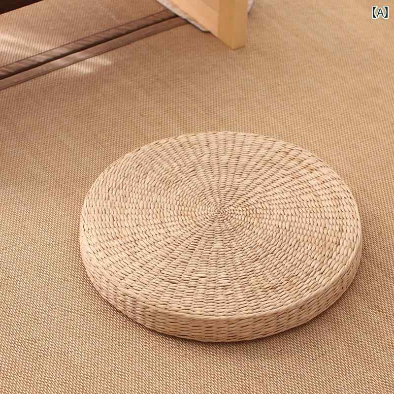 カバー　クッション　マット 畳 布団 クッション 地面 瞑想 出窓用 丸型 家庭用 厚手 わら な