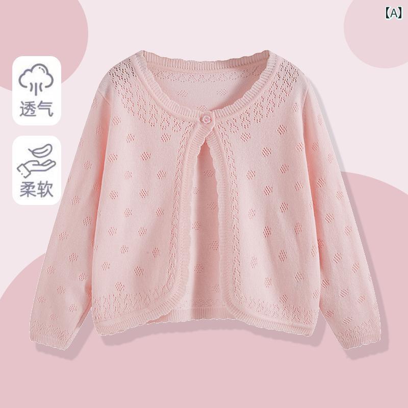 子供服　セーター　ニット 女の子 ニットカーディガン 薄手の 子供用 エアコン シャツ 夏 綿 セーター ..