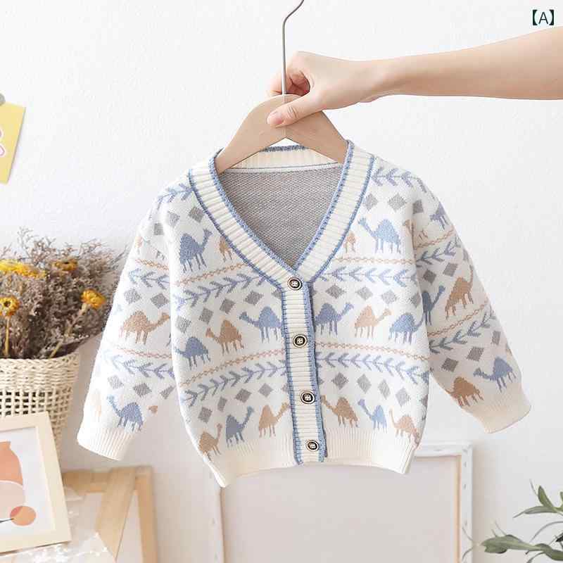 子供服　セーター　ニット Jingqi ボーイズ ニットカーディガン 春秋 2025年 ガールズ コート ベビー ..
