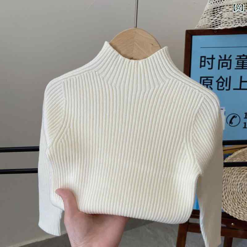 子供服　セーター　ニット 女の子 セーター 子供用 レイヤリング シャツ 2024秋冬 ベビー 無地 ハーフ ..