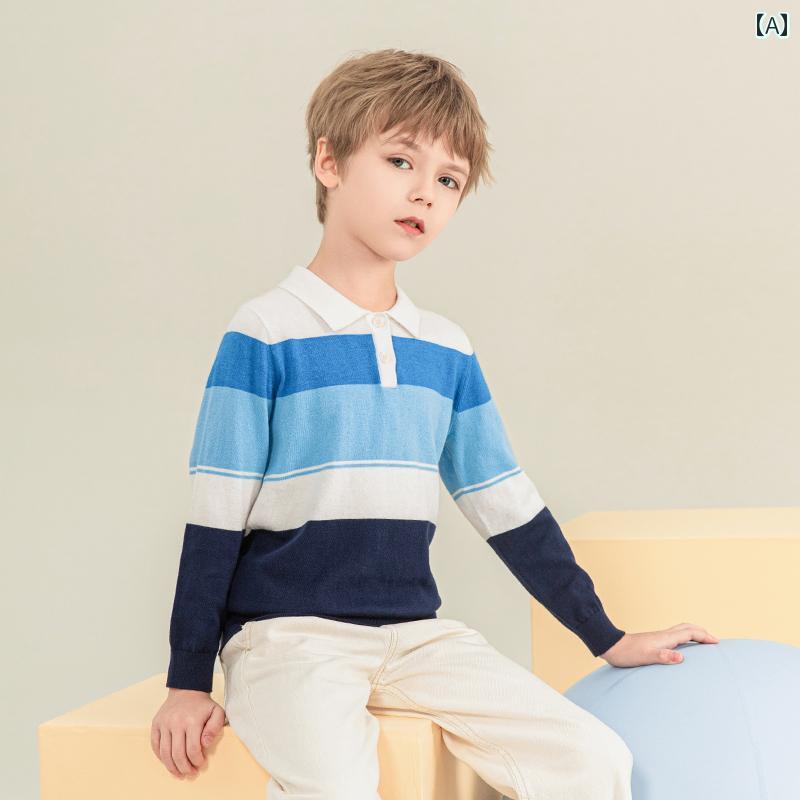 子供服　セーター　ニット mettekids 男の子用 セーター 春秋 子供用 長袖 レイヤリング シャツ ミドル..