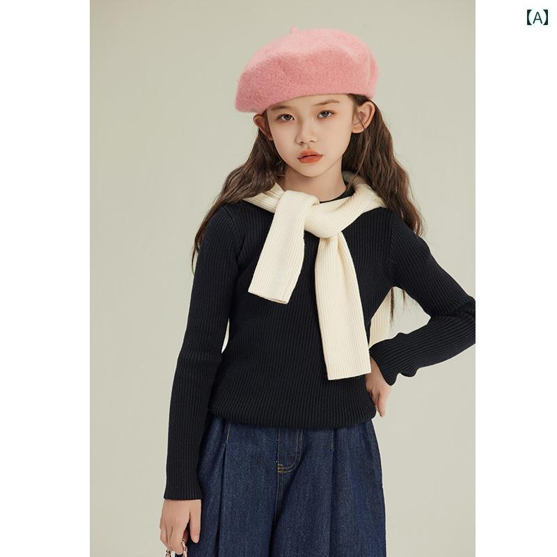 子供服　セーター　ニット Zhileの 成長 物語 子供服 女の子 キャンディカラー スリム セーター 秋服 ..