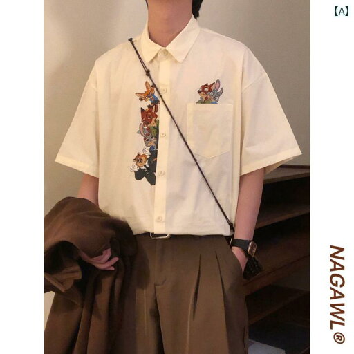 半袖シャツ メンズ 花柄 Nagawl 夏 アメリカン レトロ 刺繍 センス シック 半袖 シャツ トップス 男女兼用 半袖シャツ メンズ 花柄 Nagawl 夏 アメリカン レトロ 刺繍 センス シック 半袖 シャツ トップス 男女兼用