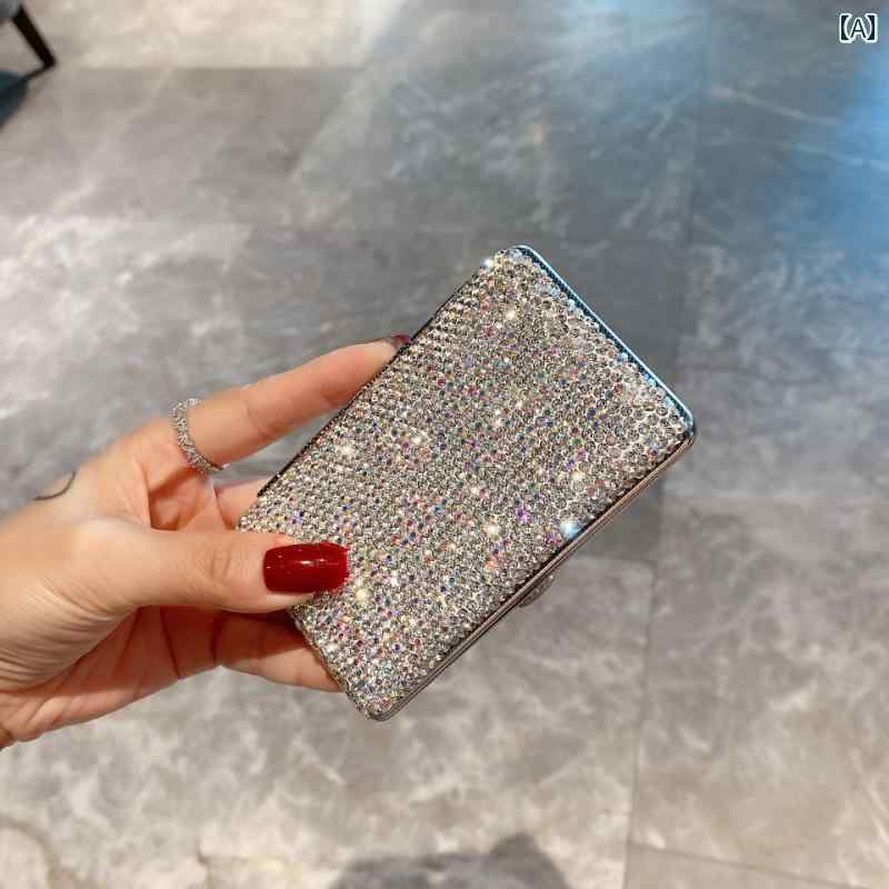 タバコ ケース シガレット 高級 感の ある 個性的な な ラインストーンが ちりばめられた レディース シガレットケース ラインストーン ライター 薄型 ステ...