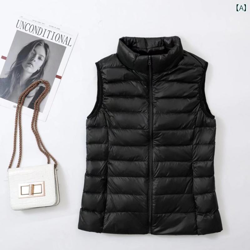 レディース　ダウン　ベスト ウッドペッカー ダウン ベスト レディース 2024冬 インナーウェア ホワイトグースダウン ショート スタンドカラー ウエスト コート ジャケット