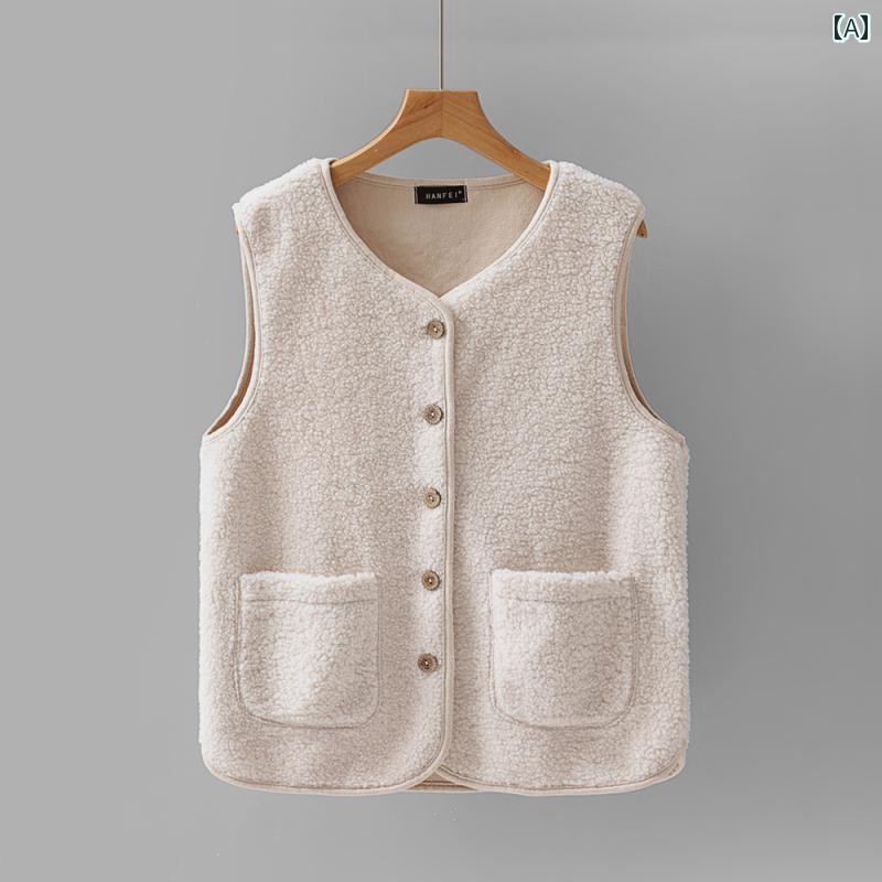 ダウン　ベスト　レディース 春秋 ラム ぬいぐるみ ベスト レディース 2024 ベージュ 小さい チョッキ ..